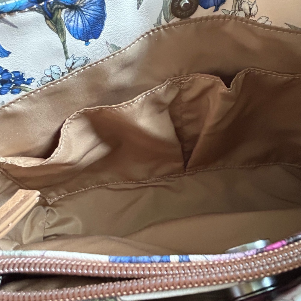 NWT MultiSac Pastel Medium Floral Cream Tote Bag with Tan Straps - Picture 5 of 12